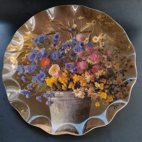 MCM Fab Ware Wildflowers Design 13.5" Diameter Ruffled Edge Retro Tray Canada - Picture 8 of 8